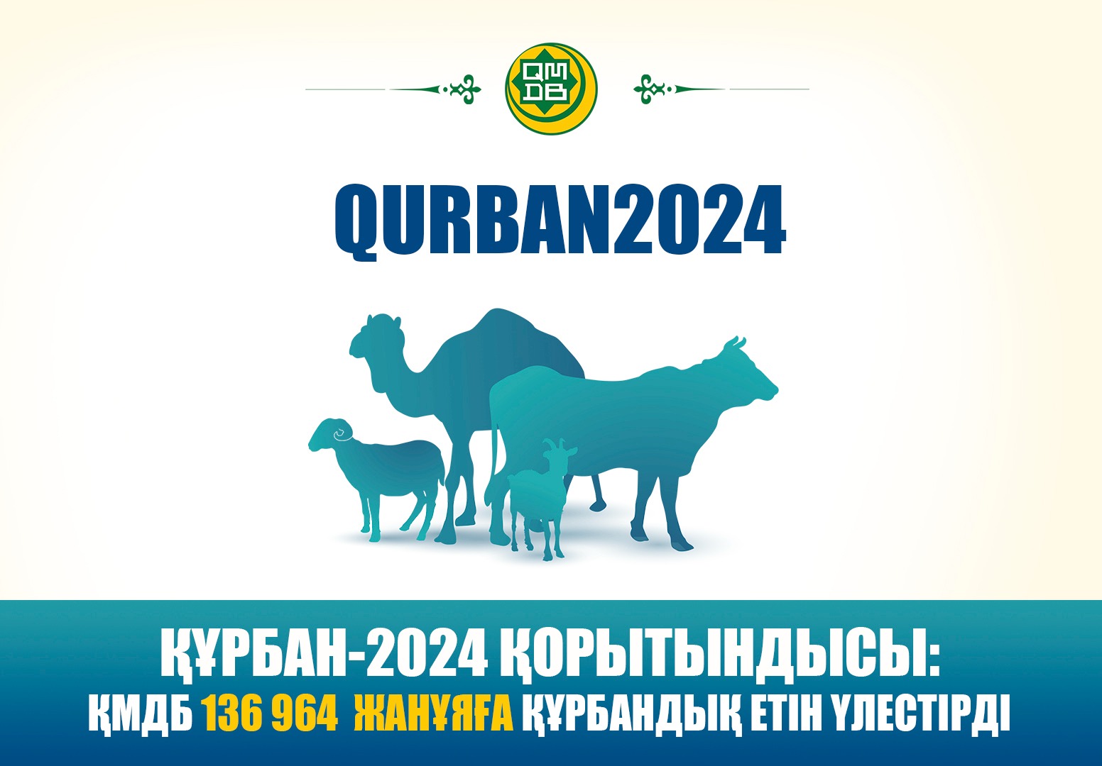 ҚҰРБАН-2024 ҚОРЫТЫНДЫСЫ: ҚМДБ 136 964  ЖАНҰЯҒА ҚҰРБАНДЫҚ ЕТІН ҮЛЕСТІРДІ